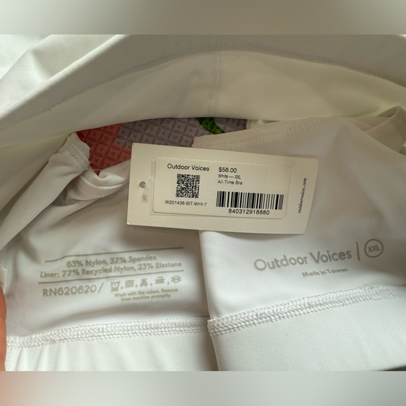 NWT Outdoor Voices All Time Bra in white. Size XXL - Picture 3 of 3